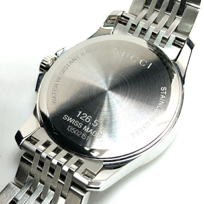 GUCCI G Timeless 石英 126.5 不銹鋼電池供電女士手錶帶日期顯示,3 指針,銀色,三國丘店,ITT5QU506048 RM0186T-8