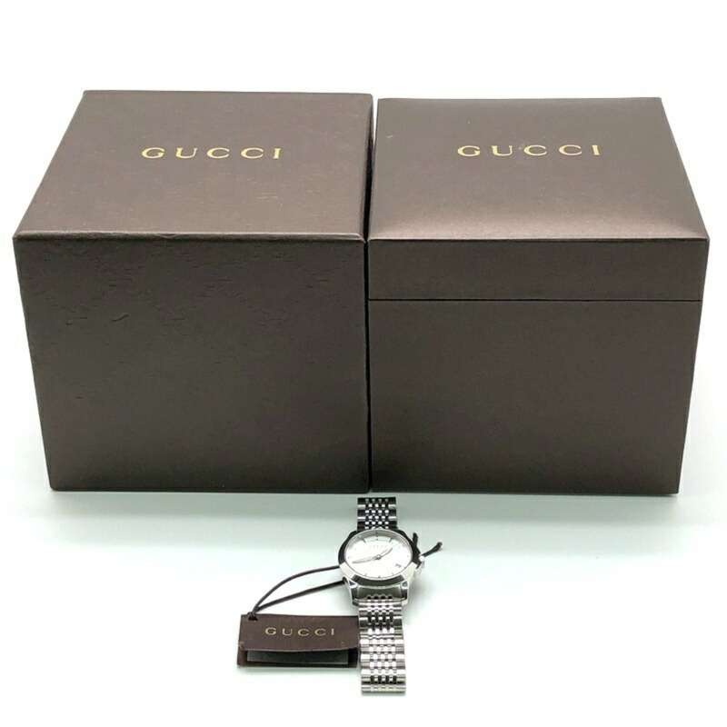 GUCCI G Timeless 石英 126.5 不銹鋼電池供電女士手錶帶日期顯示,3 指針,銀色,三國丘店,ITT5QU506048 RM0186T-9