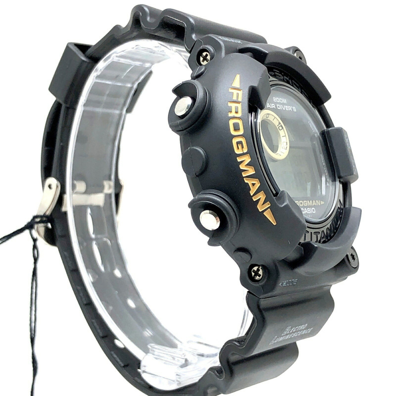 G-SHOCK CASIO DW-8200BM-1T FROGMAN MEN IN BLACK 2 MIB2 黑色鏡面鈦金屬錶殼入門級蛙式 EL 手錶（1998 年 11 月發售）- 三國丘店 IT8TMH20BTYC-1
