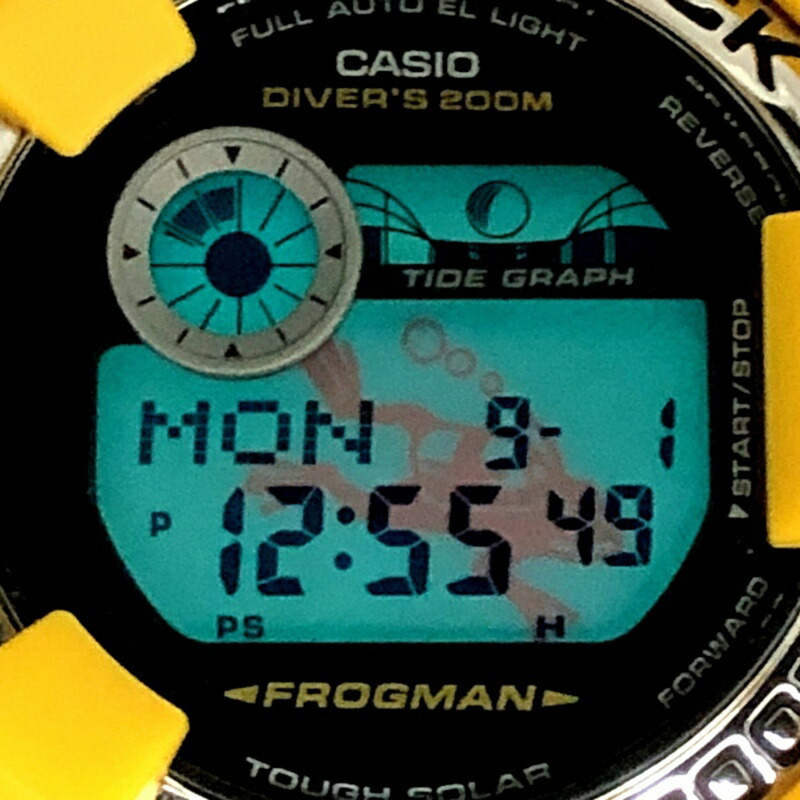 G-SHOCK CASIO FROGMAN GF-8250-9 堅固太陽能手錶,不鏽鋼錶殼,黃色青蛙圖案(潛水EL)2010年10月發售,三國丘店 IT3FM1ZUXGE8-8