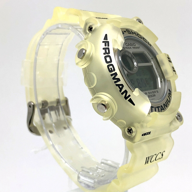 G-SHOCK CASIO DW-8201WC-8T FROGMAN WCCS 鈦金屬腕錶,白色鏤空,黑色錶殼,Triple Manta EL,世界珊瑚礁保護協會,1998 年 6 月發售,三國丘店,IT2ETIJ6VP2G-1