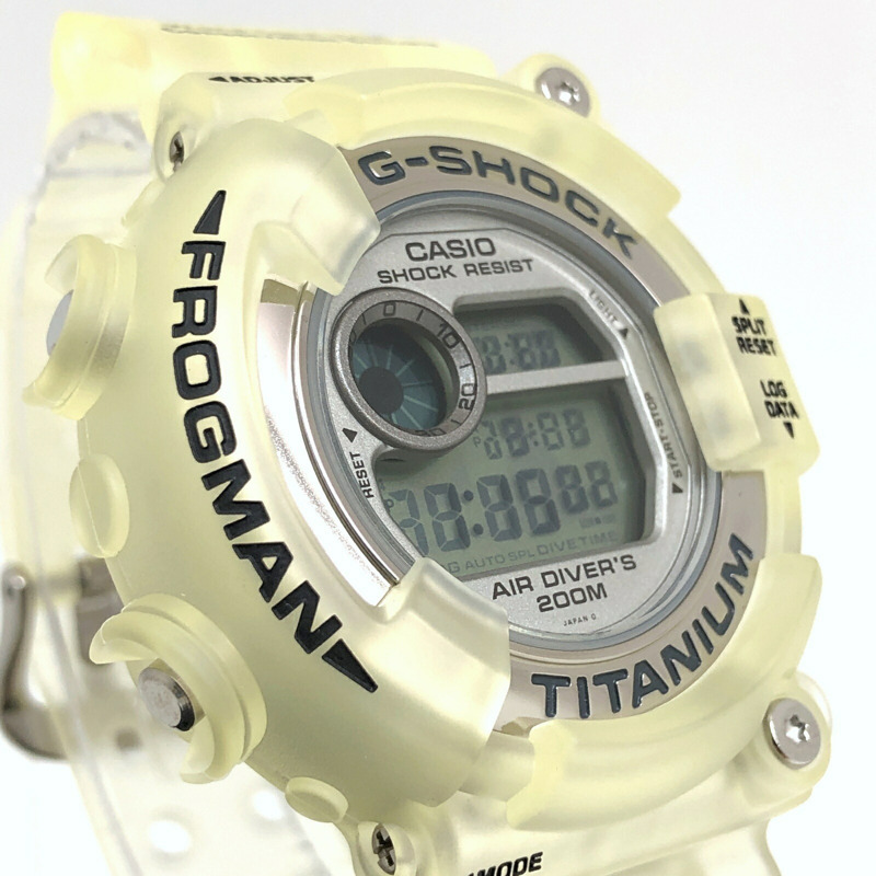 G-SHOCK CASIO DW-8201WC-8T FROGMAN WCCS 鈦金屬腕錶,白色鏤空,黑色錶殼,Triple Manta EL,世界珊瑚礁保護協會,1998 年 6 月發售,三國丘店,IT2ETIJ6VP2G-3