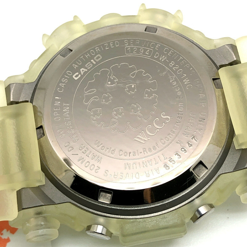 G-SHOCK CASIO DW-8201WC-8T FROGMAN WCCS 鈦金屬腕錶,白色鏤空,黑色錶殼,Triple Manta EL,世界珊瑚礁保護協會,1998 年 6 月發售,三國丘店,IT2ETIJ6VP2G-7