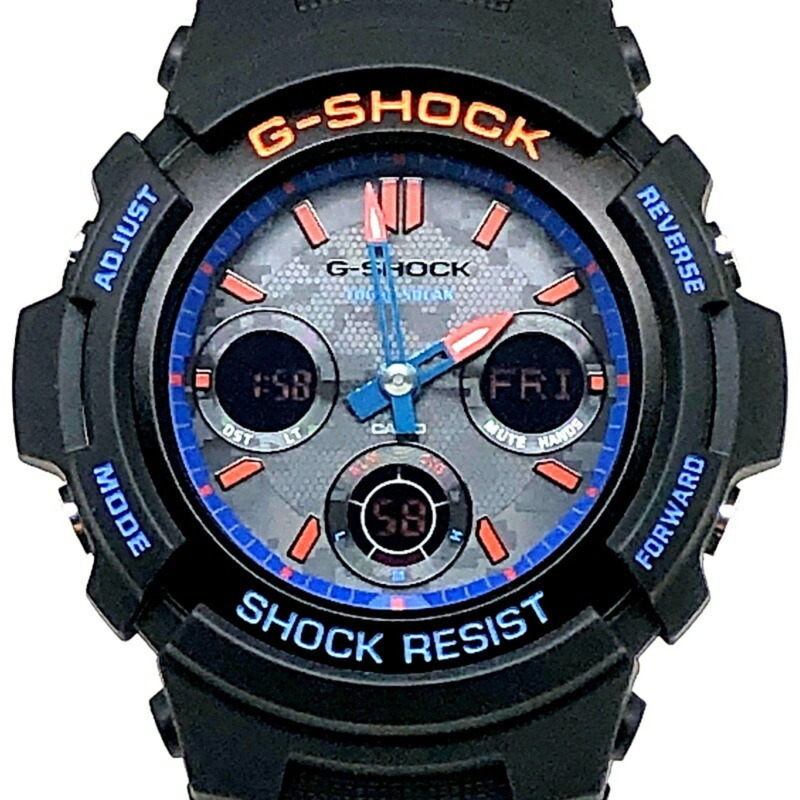 G-SHOCK CASIO AWR-M100SCT-1A 城市迷彩系列 Tough Solar 指針式數位手錶 黑色 x 藍橙 2021年2月發售 三國丘店 IT5RE0IKYX3N-0