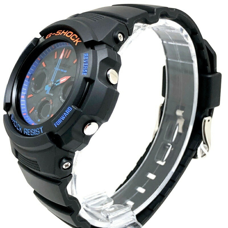 G-SHOCK CASIO AWR-M100SCT-1A 城市迷彩系列 Tough Solar 指針式數位手錶 黑色 x 藍橙 2021年2月發售 三國丘店 IT5RE0IKYX3N-2