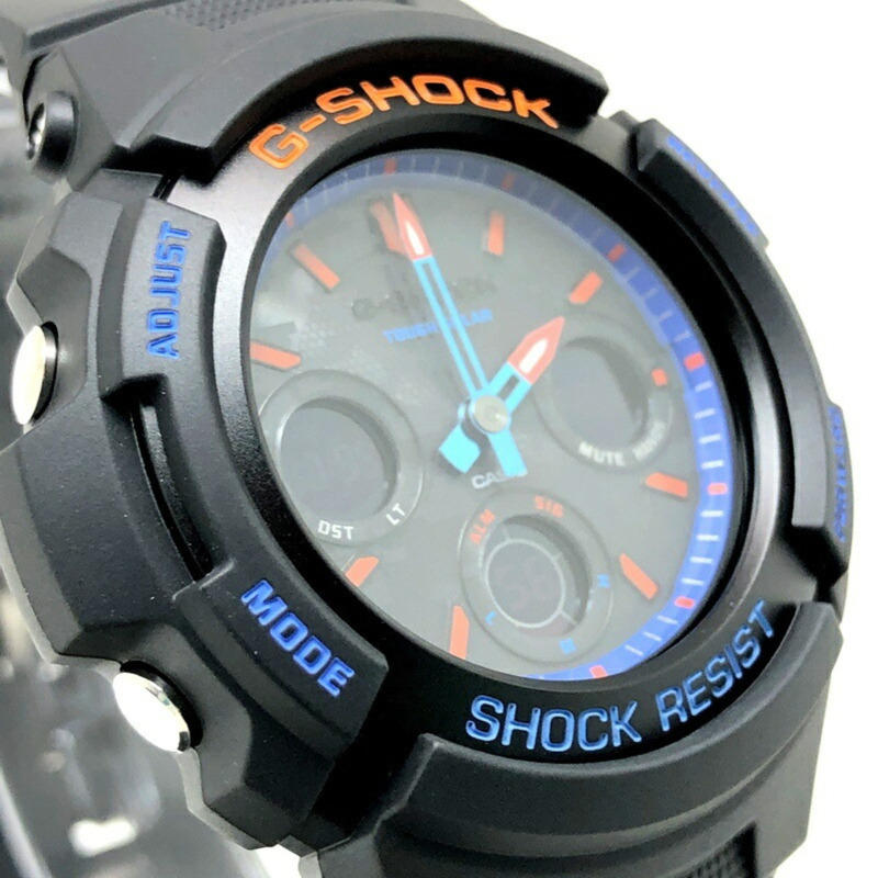 G-SHOCK CASIO AWR-M100SCT-1A 城市迷彩系列 Tough Solar 指針式數位手錶 黑色 x 藍橙 2021年2月發售 三國丘店 IT5RE0IKYX3N-3