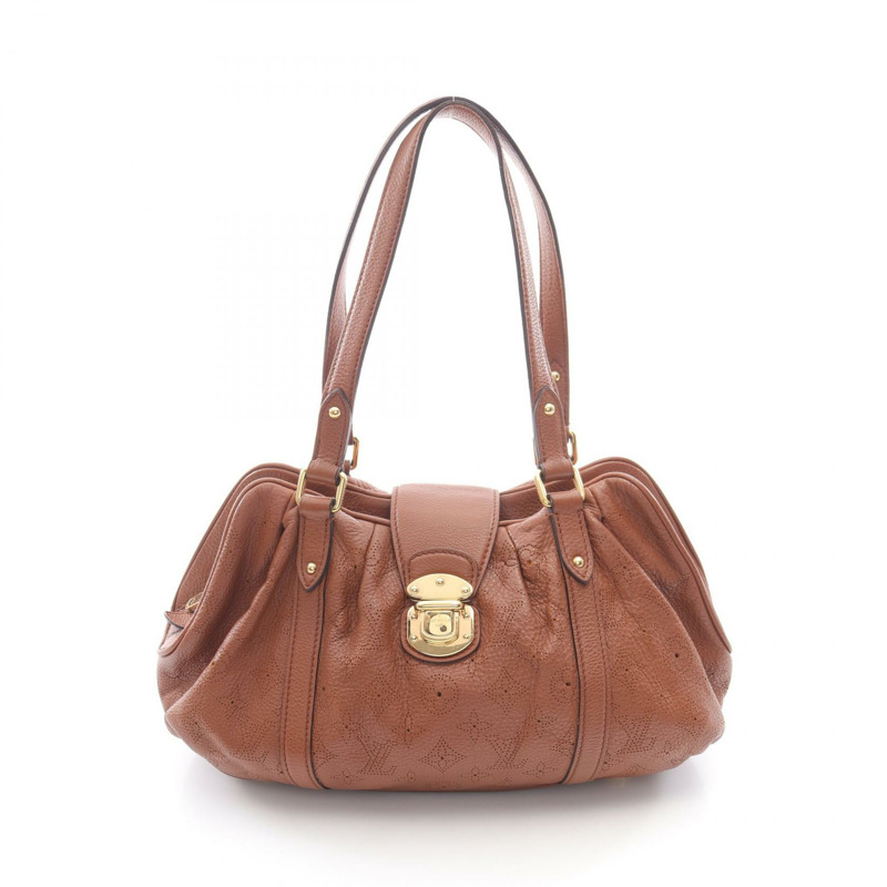 LOUIS VUITTON Lunar PM 單肩包 手提包 M97052 Mahina 皮革 棕色 二手 女士-0