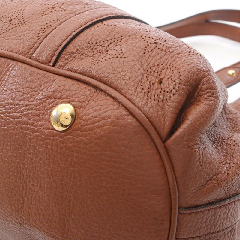 LOUIS VUITTON Lunar PM 單肩包 手提包 M97052 Mahina 皮革 棕色 二手 女士-7