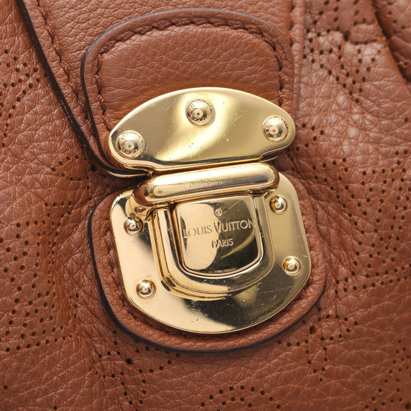 LOUIS VUITTON Lunar PM 單肩包 手提包 M97052 Mahina 皮革 棕色 二手 女士-9