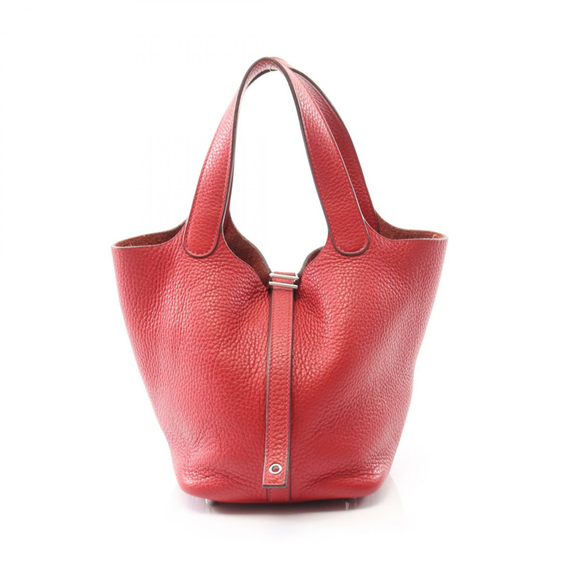 HERMES Picotin Lock PM 手提包 Clemence 皮革 Vermillon 二手 女款 C SHW-0