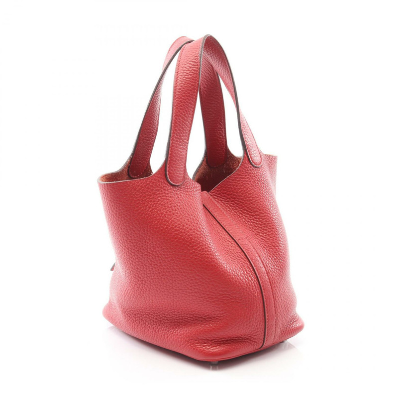 HERMES Picotin Lock PM 手提包 Clemence 皮革 Vermillon 二手 女款 C SHW-1