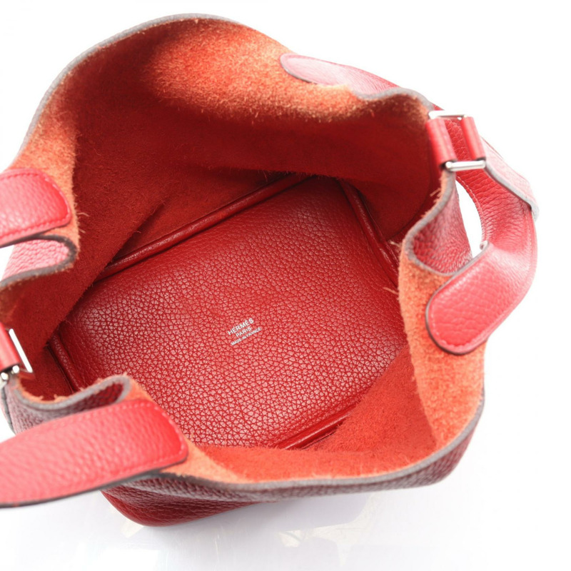 HERMES Picotin Lock PM 手提包 Clemence 皮革 Vermillon 二手 女款 C SHW-2