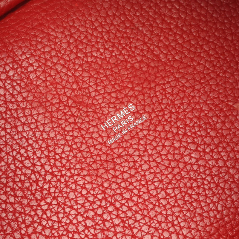 HERMES Picotin Lock PM 手提包 Clemence 皮革 Vermillon 二手 女款 C SHW-3
