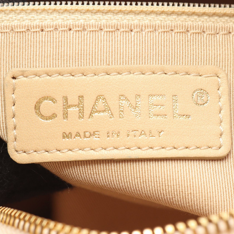 CHANEL Matelasse Big COCO Mark 鏈條單肩包 小牛皮 米色 二手 女款 GHW-3