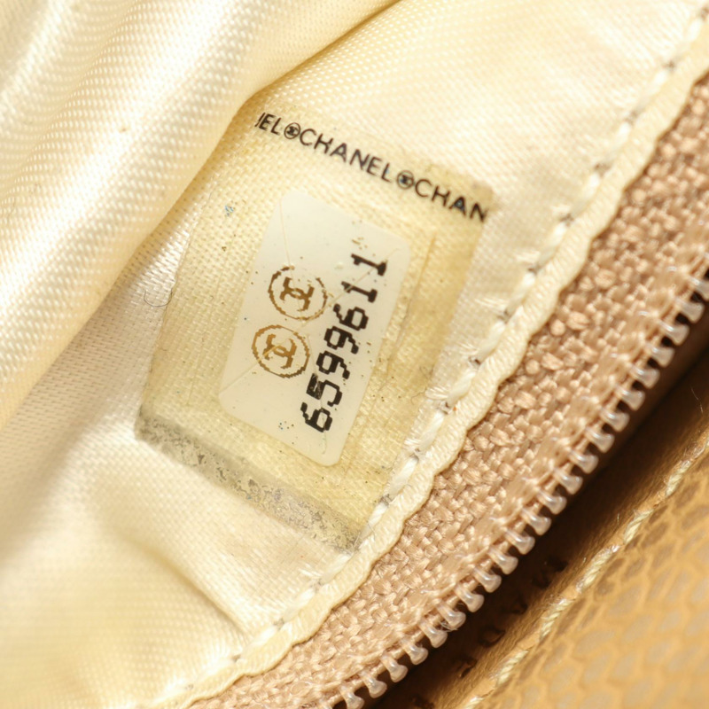CHANEL Matelasse 鏈條單肩包 皮革 粒面小牛皮 米色 二手 GHW-4
