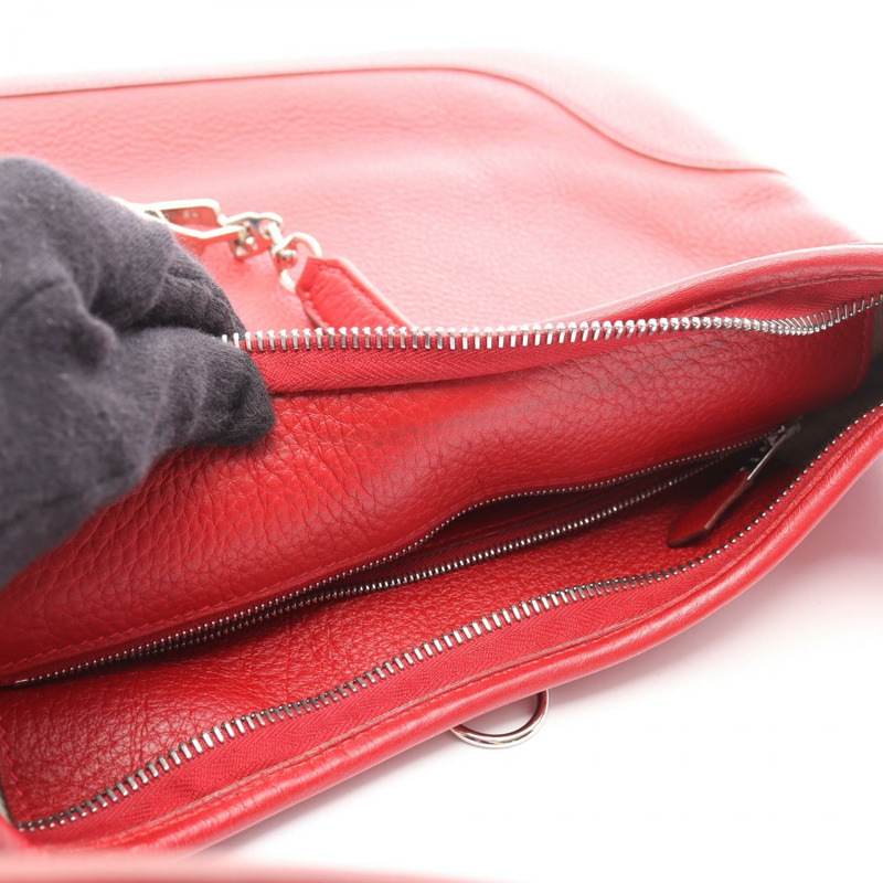 HERMES Trim 38 單肩包 Clemence 皮革 Rouge vif 二手女款 F SHW-4