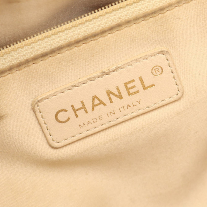 CHANEL Matelasse Grand Shopping GST 鏈條托特包 皮革 米色 二手 女款 GHW-3