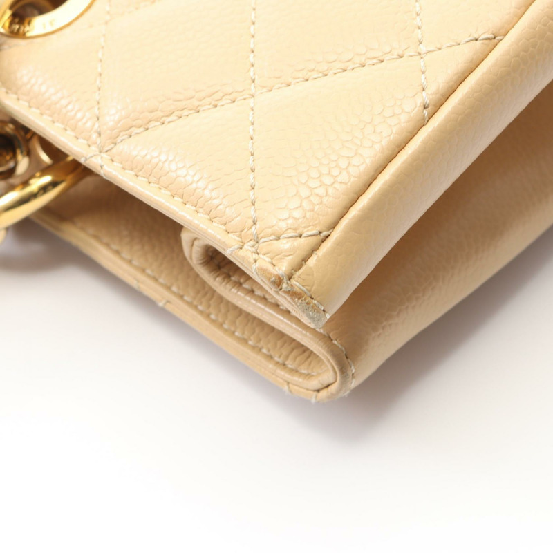CHANEL Matelasse Grand Shopping GST 鏈條托特包 皮革 米色 二手 女款 GHW-8