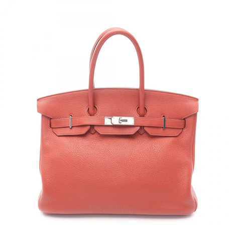 HERMES Birkin 35 手提包 027767CK Clemence 皮革 棕色 Brique 二手 女士 N SHW