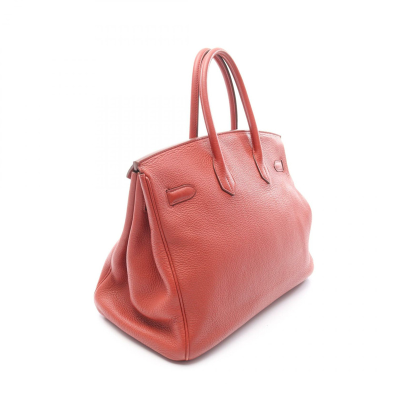 HERMES Birkin 35 手提包 027767CK Clemence 皮革 棕色 Brique 二手 女士 N SHW-1