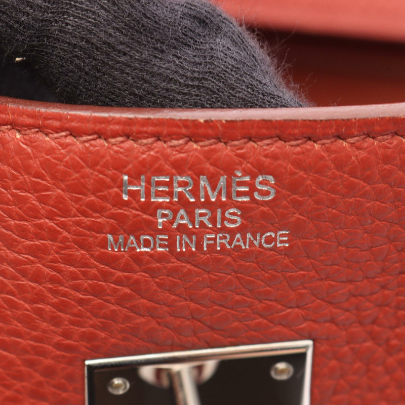 HERMES Birkin 35 手提包 027767CK Clemence 皮革 棕色 Brique 二手 女士 N SHW-3