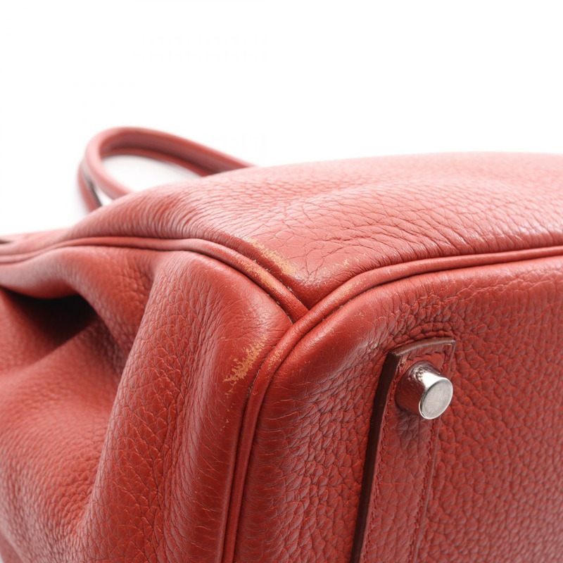 HERMES Birkin 35 手提包 027767CK Clemence 皮革 棕色 Brique 二手 女士 N SHW-10