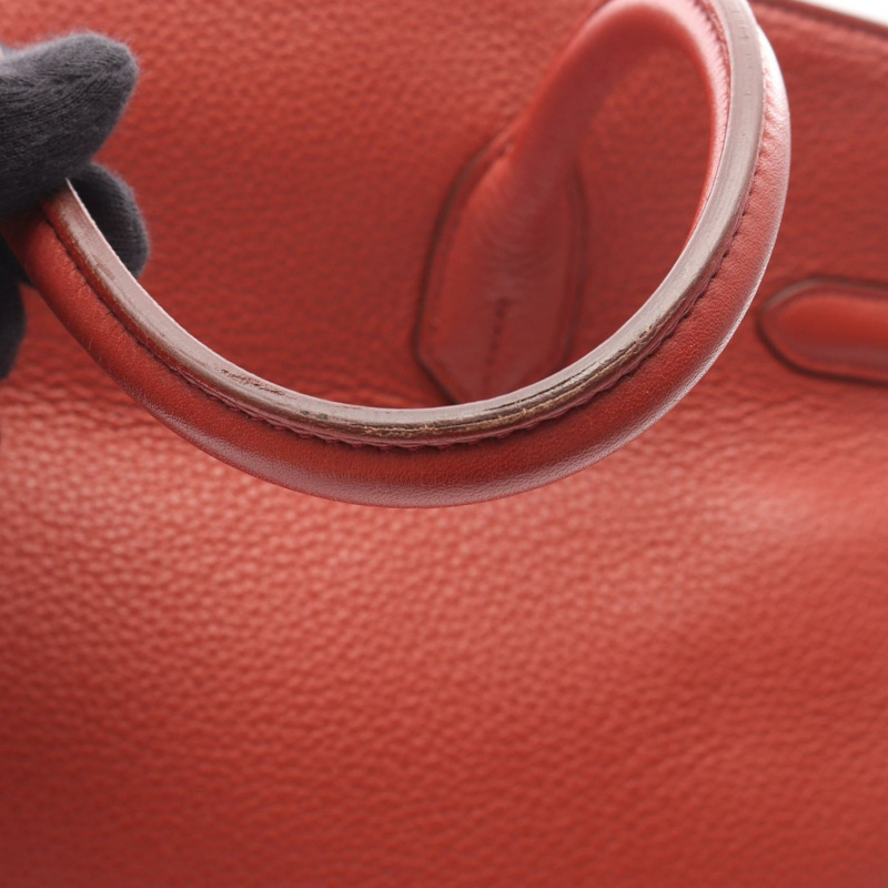HERMES Birkin 35 手提包 027767CK Clemence 皮革 棕色 Brique 二手 女士 N SHW-11