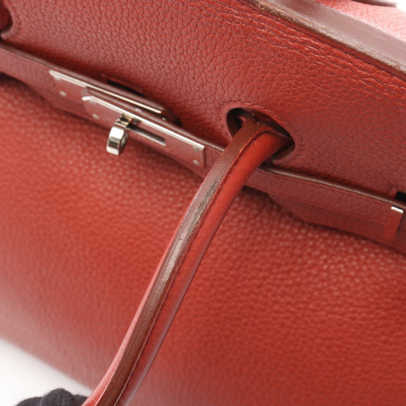 HERMES Birkin 35 手提包 027767CK Clemence 皮革 棕色 Brique 二手 女士 N SHW-13