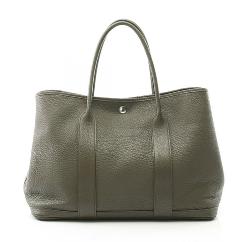 HERMES Garden party PM 手提包 Clemence 皮革 卡其色 橄欖綠 二手 P SHW