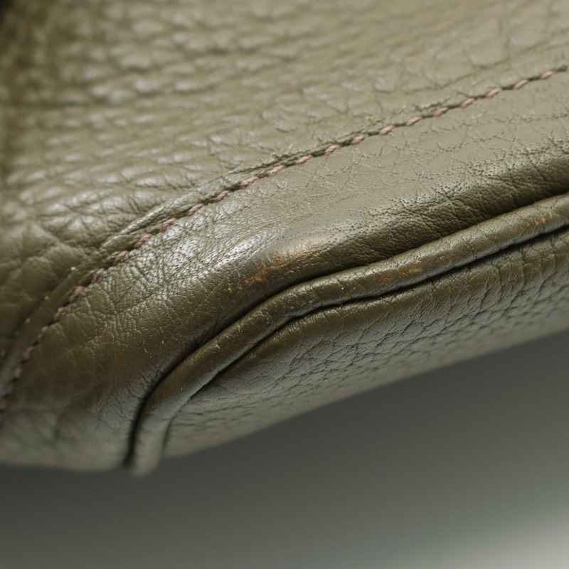 HERMES Garden party PM 手提包 Clemence 皮革 卡其色 橄欖綠 二手 P SHW-5