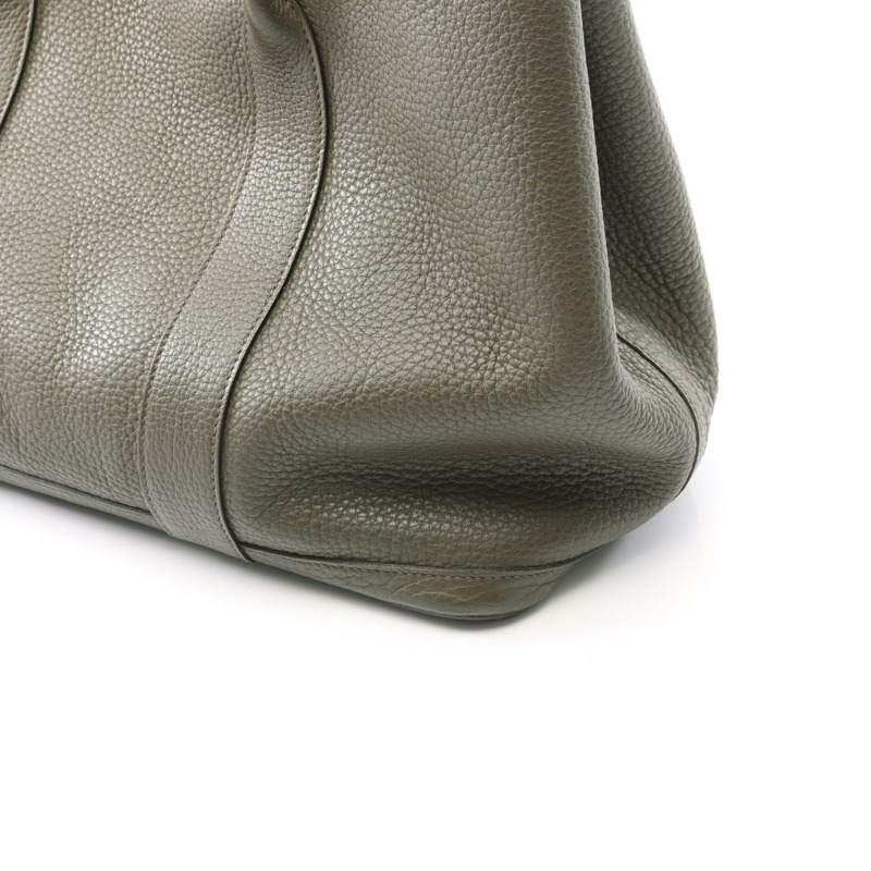 HERMES Garden party PM 手提包 Clemence 皮革 卡其色 橄欖綠 二手 P SHW-6