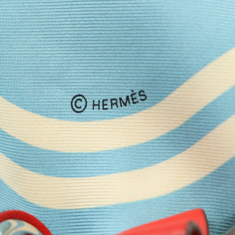 HERMES BRIDES de GALA 肩斜背包 絲綢皮革 藍紅 二手 女款 D-3