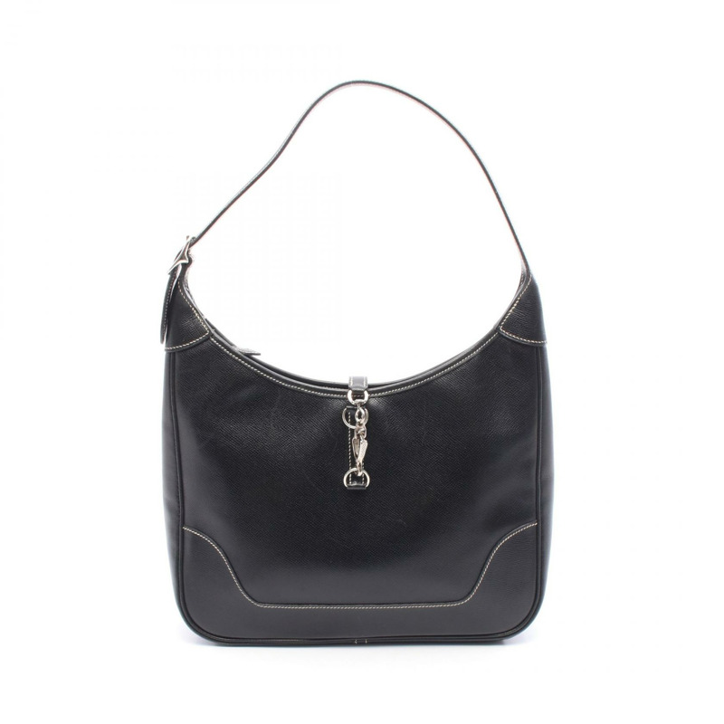 HERMES Trim 31 肩背包 Courchevel 皮革 黑色 二手 女款 SHW E-0
