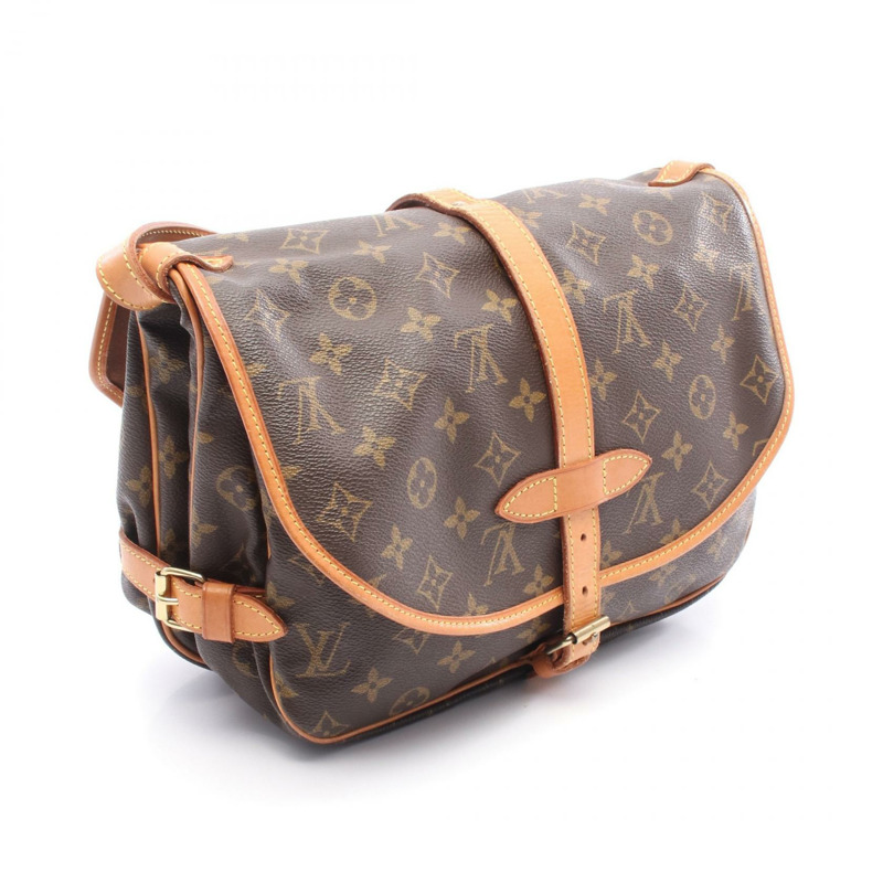 LOUIS VUITTON Saumur 30 肩斜背包 M42256 Monogram 帆布 棕色 二手-1