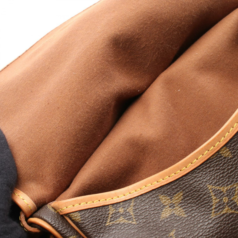 LOUIS VUITTON Saumur 30 肩斜背包 M42256 Monogram 帆布 棕色 二手-6