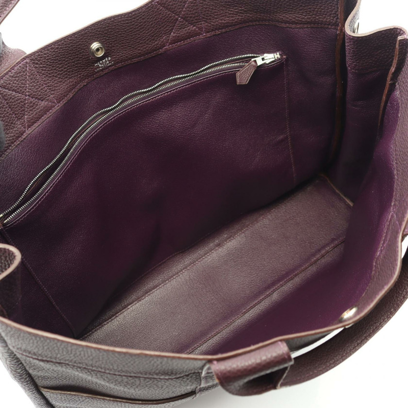 HERMES Fourre-tout MM 手提包 Togo 皮革 紫色 Leysin 二手 女款 F SHW-2