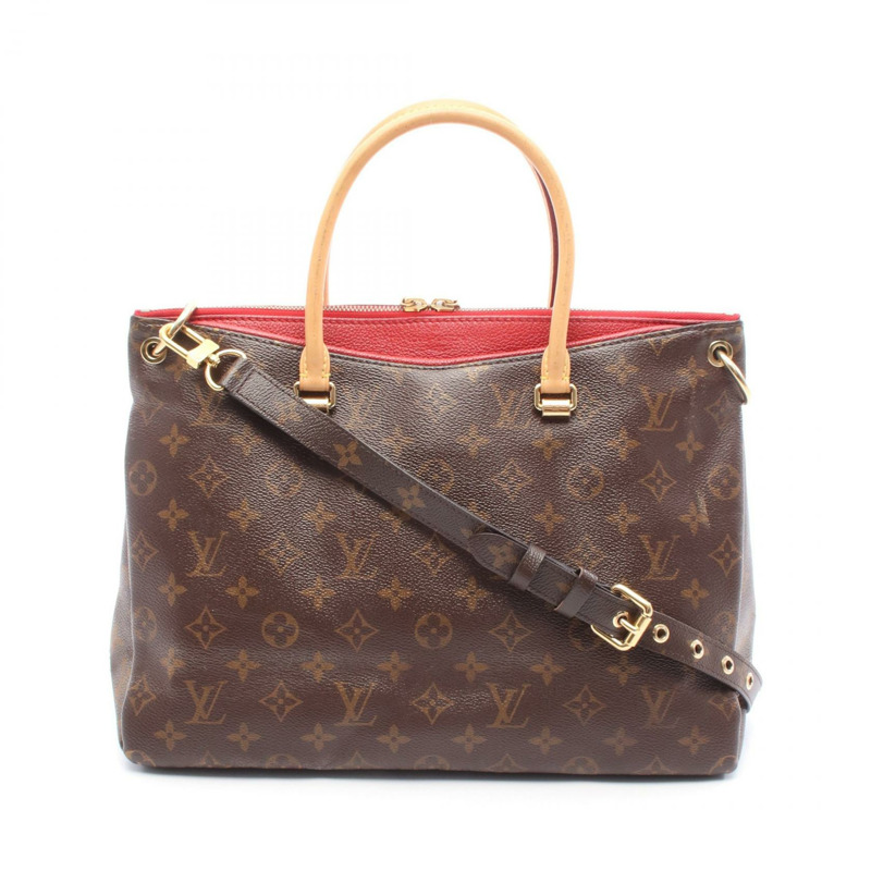 LOUIS VUITTON Pallas 單肩包 手提包 M41175 Monogram 帆布 棕紅色 二手 LV-0