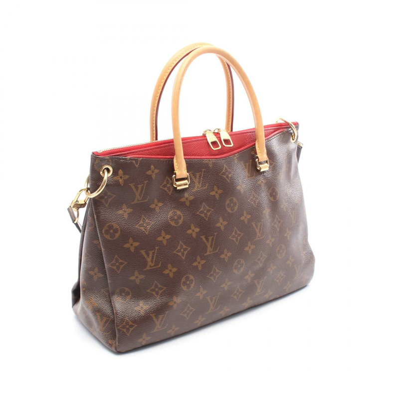 LOUIS VUITTON Pallas 單肩包 手提包 M41175 Monogram 帆布 棕紅色 二手 LV-1