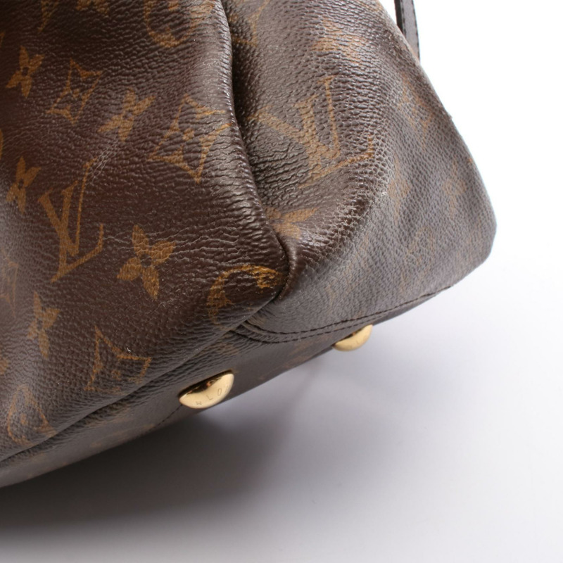 LOUIS VUITTON Pallas 單肩包 手提包 M41175 Monogram 帆布 棕紅色 二手 LV-8