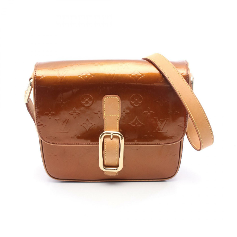 LOUIS VUITTON Christie GM 單肩斜背包 M91107 漆皮 古銅色 二手 女款-0