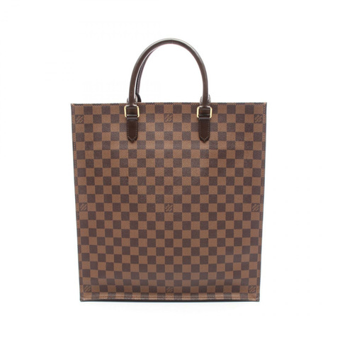 LOUIS VUITTON Sac Plat 托特包 手提包 N51140 Damier 帆布 棕色 二手 女士 LV