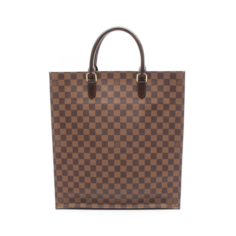 LOUIS VUITTON Sac Plat 托特包 手提包 N51140 Damier 帆布 棕色 二手 女士 LV-0