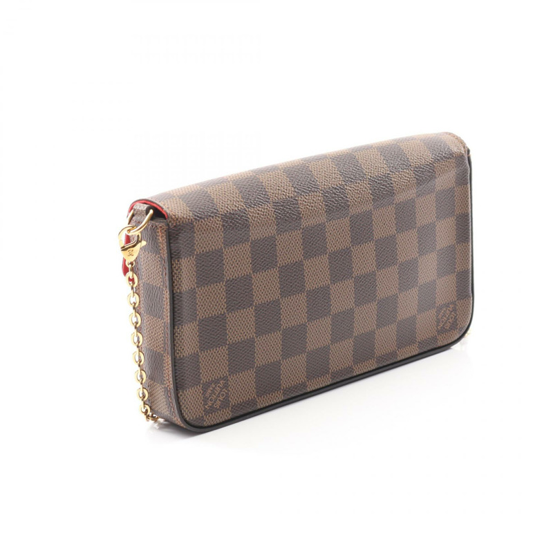 LOUIS VUITTON Pochette Felicie 鏈條單肩斜背包 N63032 Damier 棕色-1