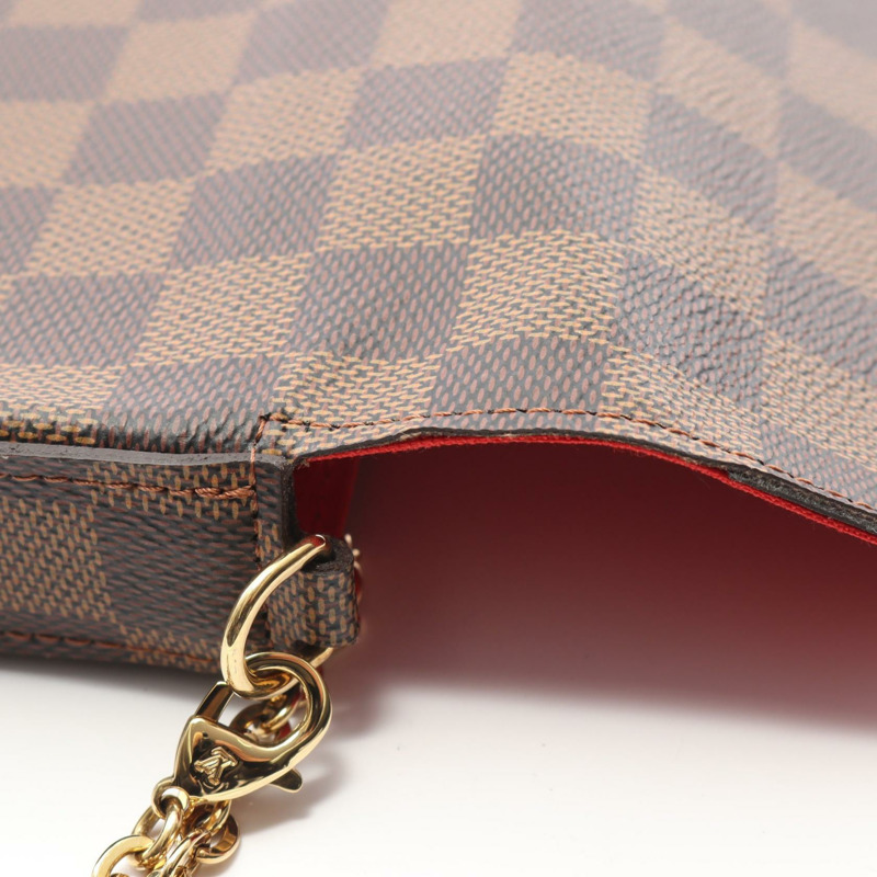 LOUIS VUITTON Pochette Felicie 鏈條單肩斜背包 N63032 Damier 棕色-7