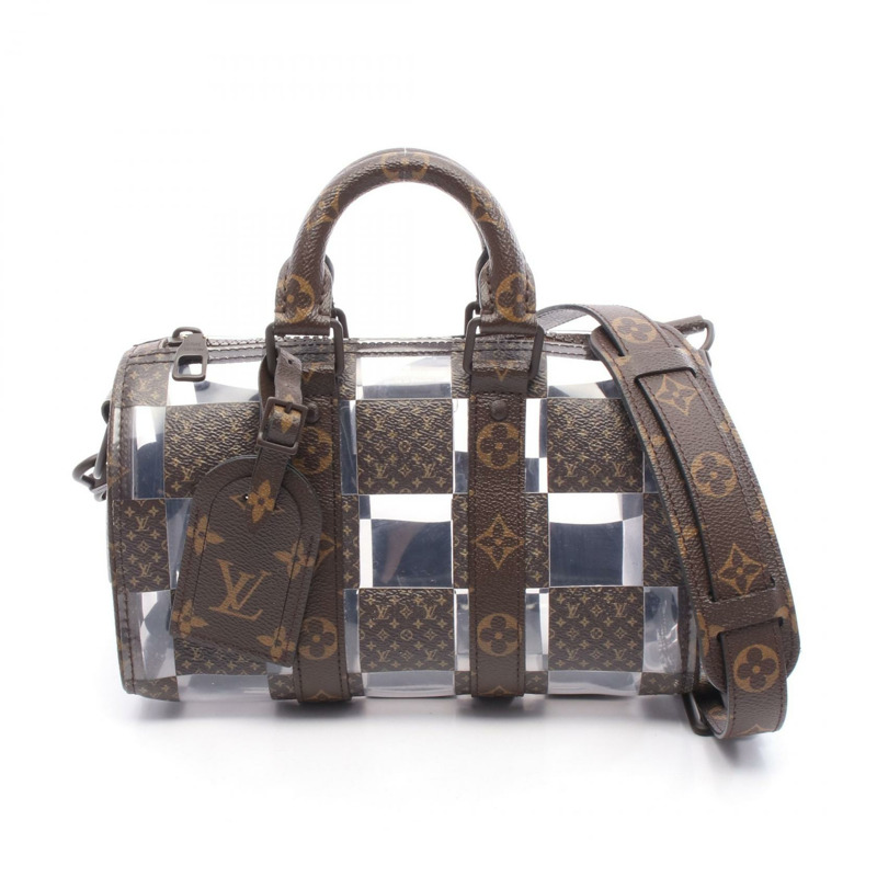 LOUIS VUITTON Keepall Bandouliere25 斜背包手提包 M20872 Monogram Chess 二手-0