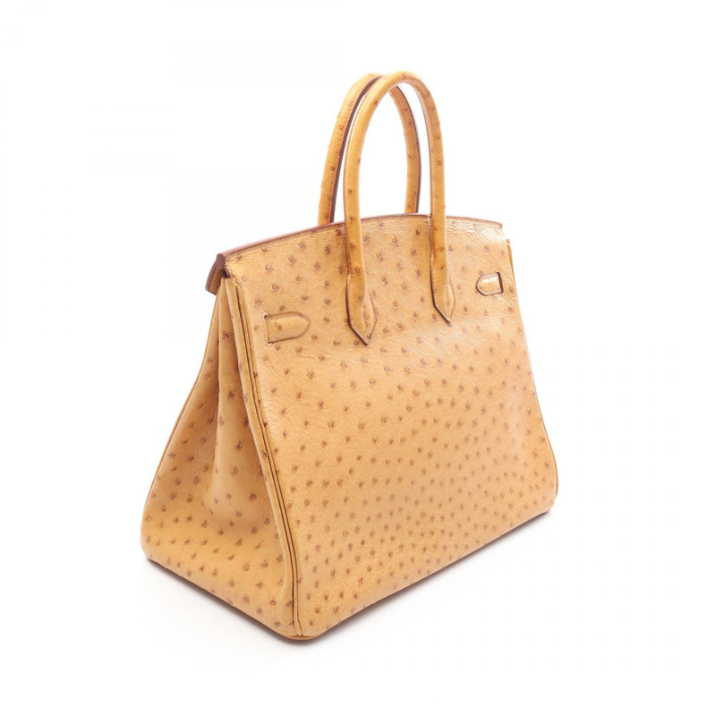 HERMES Birkin 35 栗色手提包鴕鳥皮鴕鳥皮棕色二手女士-1
