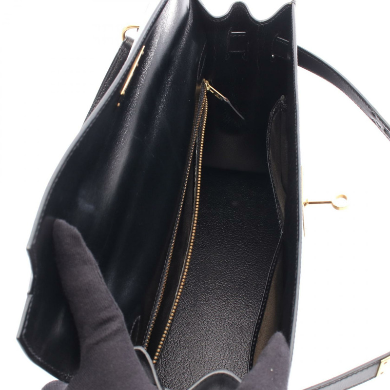 HERMES Kelly 32 單肩包 手提包 Box 小牛皮 黑色 二手 女款 GHW V-2