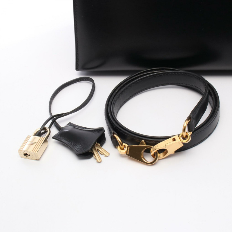 HERMES Kelly 32 單肩包 手提包 Box 小牛皮 黑色 二手 女款 GHW V-5
