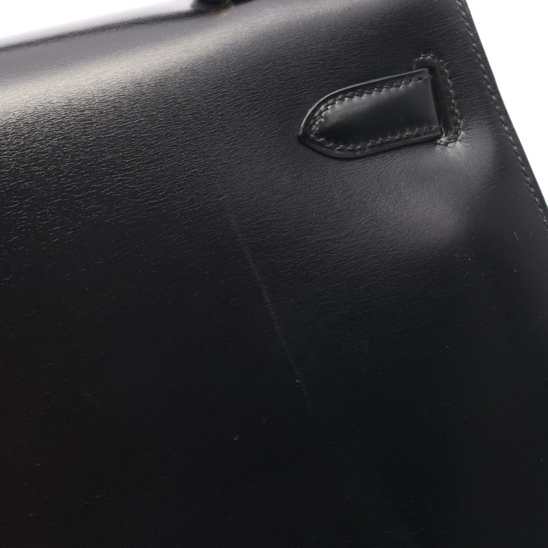 HERMES Kelly 32 單肩包 手提包 Box 小牛皮 黑色 二手 女款 GHW V-8