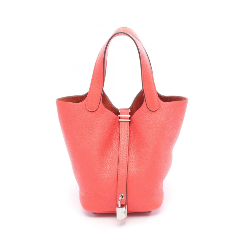 HERMES Picotin Lock PM 手提包 Clemence 皮革 Rose jaipur 二手 女款 C SHW-0